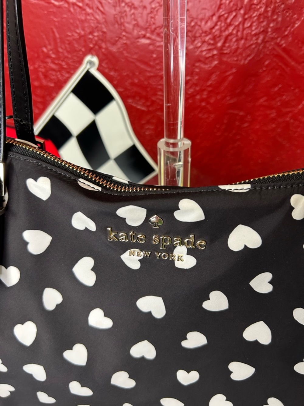 kate spade Black and White Heart-Print Tote - Picture 2 of 10